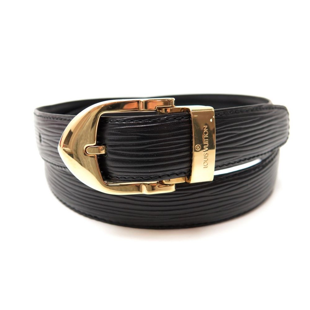 Initiales en cuir ceinture Louis Vuitton Noir taille 80 cm en Cuir