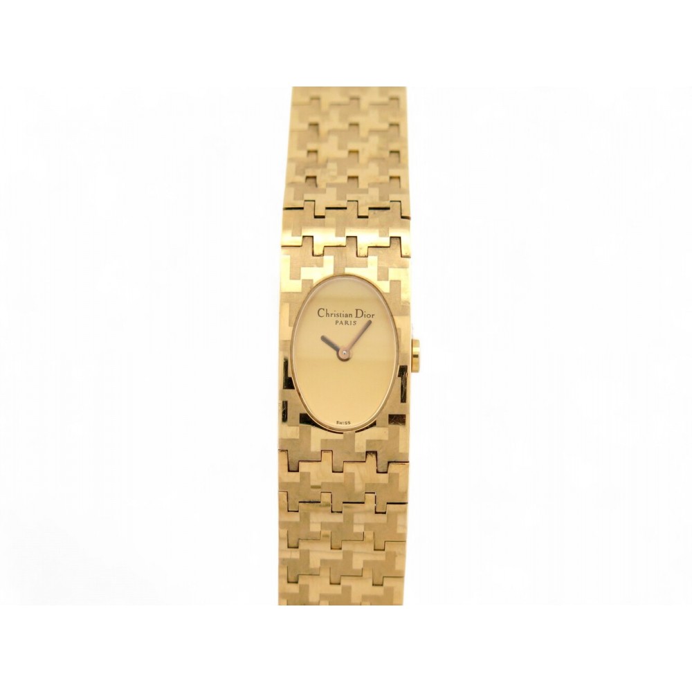 VINTAGE MONTRE CHRISTIAN DIOR MISS D70-150 23MM EN PLAQUE OR JAUNE QUARTZ WATCH