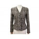 VINTAGE VESTE CHANEL CINTREE BOUTONS LOGO CC PO3509 S 36 TWEED GRIS JACKET 8000€
