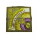 NEUF FOULARD HERMES GAVROCHE BRAZIL DETAIL CARRE 45 CM EN SOIE KAKI SCARF 240€