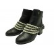 NEUF BOTTINES CHANEL G33931 EN CUIR NOIR 37 PERLES CHAINE ENTRELACEE BOOTS 1700€