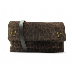SAC A MAIN JEROME DREYFUSS CHARLY S CUIR SUEDE LEOPARD BANDOULIERE HAND BAG 580€