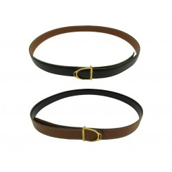 NEUF VINTAGE CEINTURE HERMES BOUCLE ETRIER 24MM T80 EN CUIR REVERSIBLE BELT 630€