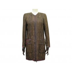 VESTE CHANEL GILET LONG P37323 38 M FILS METALLISES IRISE GRIPOIX JACKET 5500€