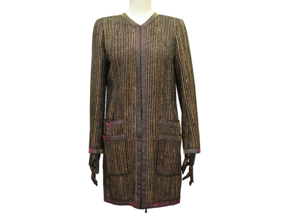veste chanel gilet long p37323 38 m fils metallises
