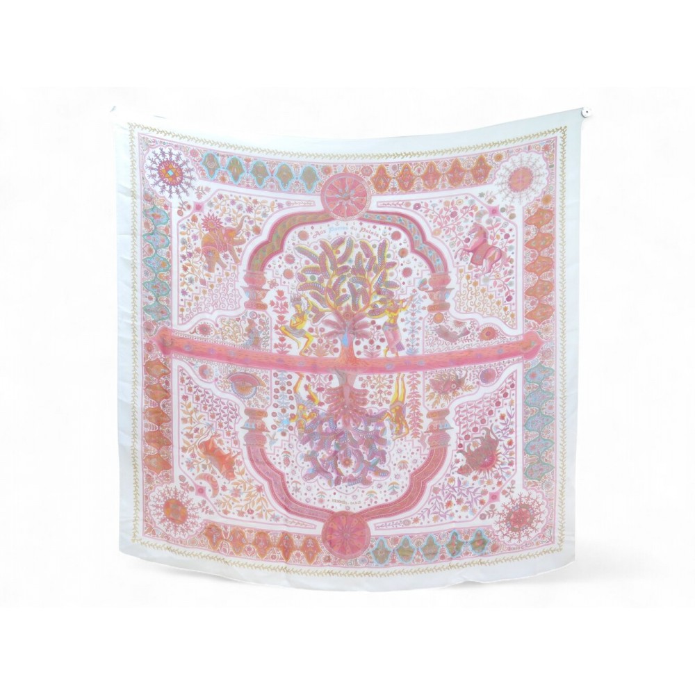 NEUF FOULARD HERMES CHALE MOUSSELINE DE SOIE 140 CM AUX PORTES DU PALAIS SILK
