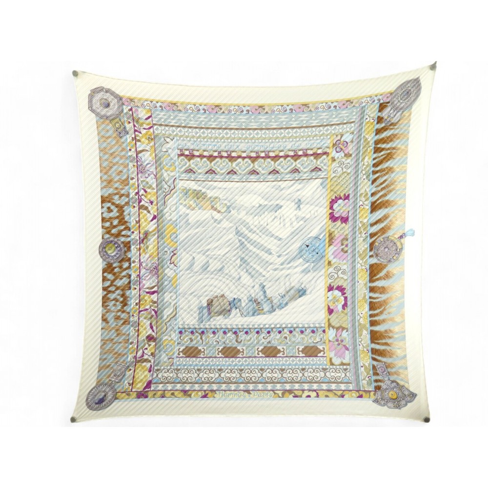 RARE FOULARD PLISSE HERMES LA FEMME AUX SEMELLES DE VENT + ANNEAU BOLDUC 740€