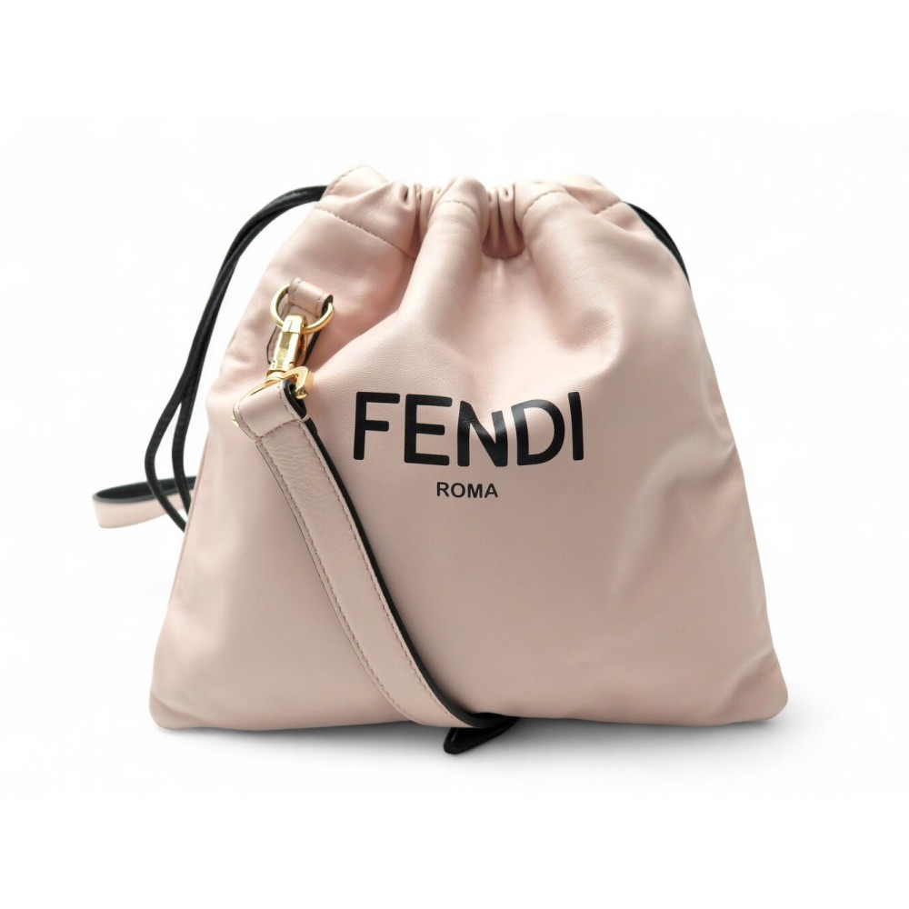 NEUF SAC A MAIN FENDI POCHETTE BANDOULIERE 8BT337 EN CUIR ROSE STRING BAG 1030€