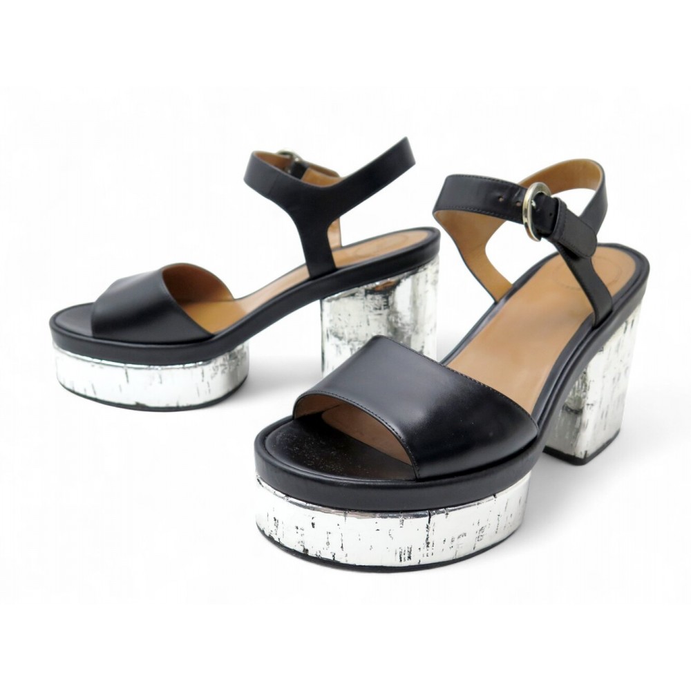 CHAUSSURES CHLOE SANDALES A PLATEFORMES ODINA 40 CHC23U783 CUIR NOIR HEELS 790€