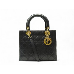 SAC A MAIN CHRISTIAN DIOR LADY MEDIUM EN CUIR CANNAGE NOIR BANDOULIERE BAG 5900€