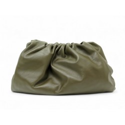 NEUF SAC A MAIN POCHETTE BOTTEGA VENETA POUCH 35 CM CUIR KAKI CLUTCH BAG 2900€