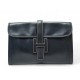 NEUF VINTAGE SAC A MAIN HERMES POCHETTE JIGE 29 CUIR BOX BLEU NAVY POUCH 3815€