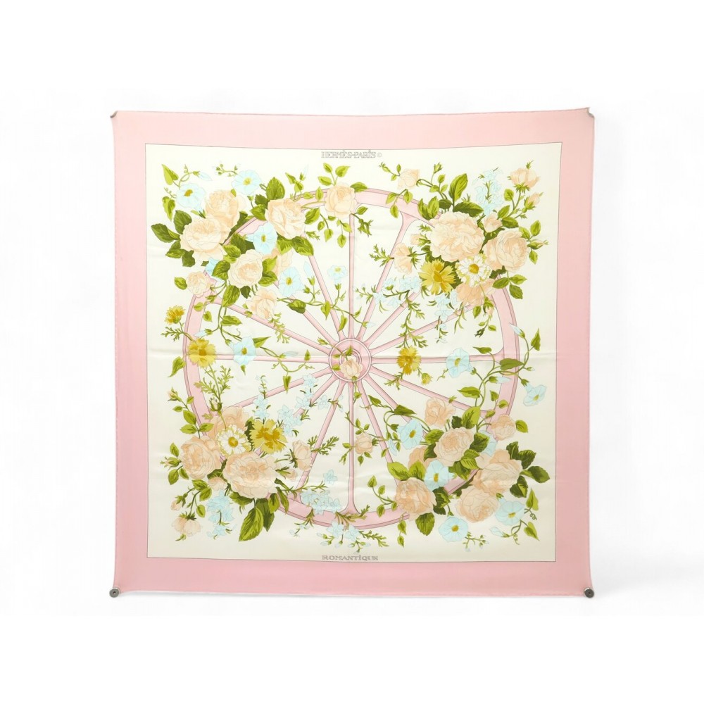 VINTAGE FOULARD HERMES ROMANTIQUE MAURICE TRANCHANT CARRE 90 EN SOIE SCARF 530€