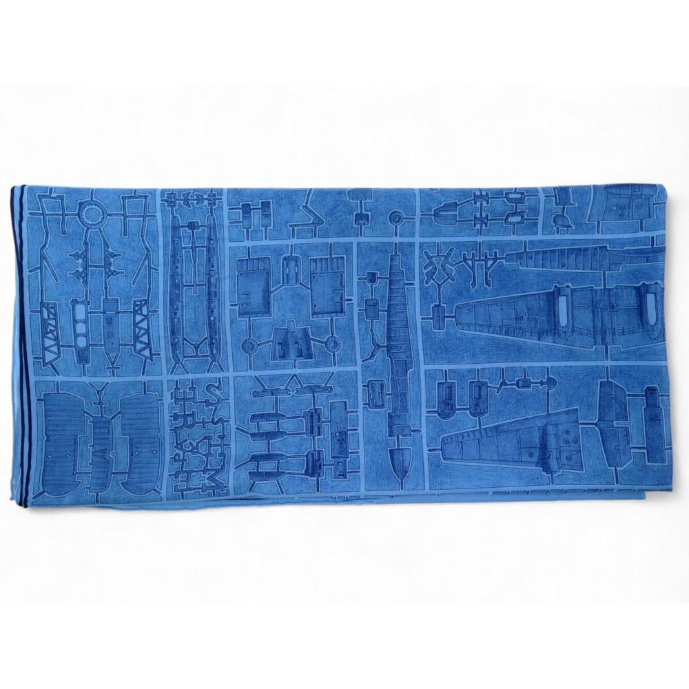 ETOLE ECHARPE HERMES MAQUETTE D'AVION EN COTON BLEU BOITE BLUE SCARF STOLE 550€