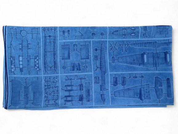 etole echarpe hermes maquette d'avion en coton bleu