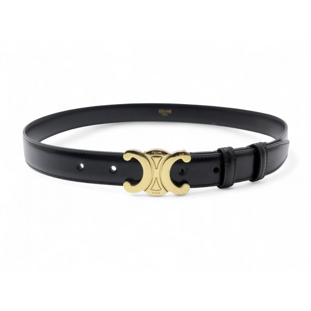 CEINTURE CELINE TRIOMPHE 45AK93A01.38NO 80 CUIR NOIR VEAU LISSE BLACK BELT 540€