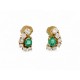BOUCLES D'OREILLES EN OR JAUNE 18K SERTIES EMERAUDES & 12 DIAMANTS 1CT EARRINGS