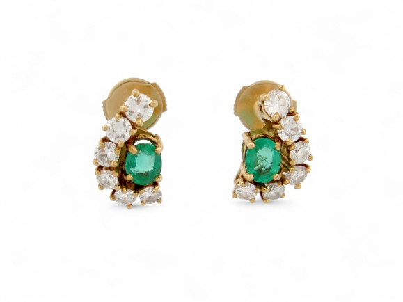 boucles d'oreilles en or jaune 18k serties emeraudes