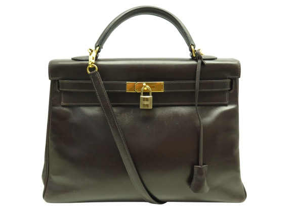 sac a main hermes kelly 35 retourne en cuir box marron