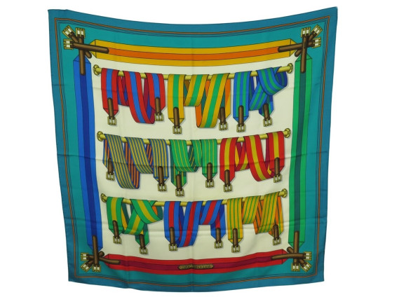 foulard hermes les sangles par joachim metz carre 90