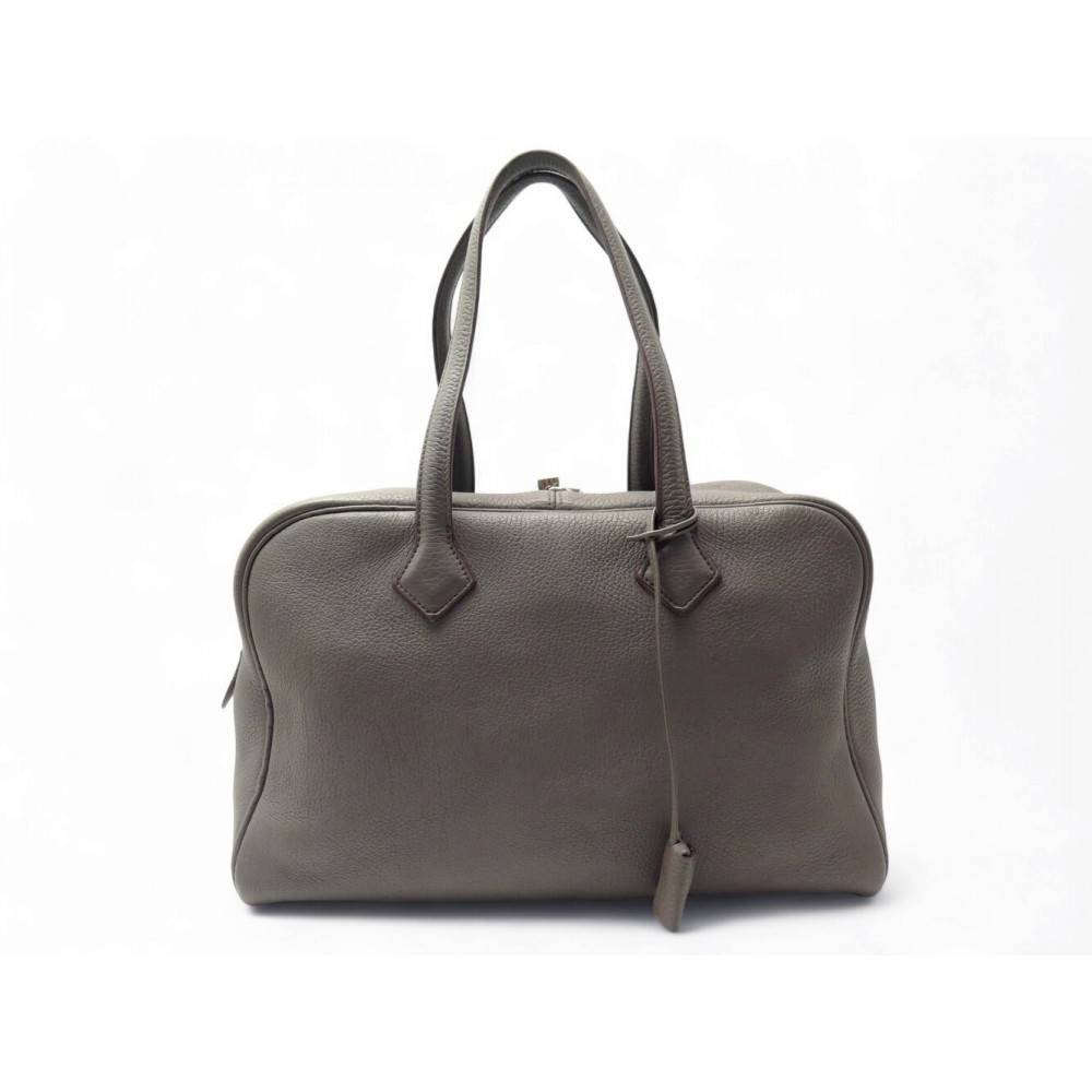 SAC A MAIN HERMES VICTORIA II 35 EN CUIR TOGO GRIS MEYER LEATHER HAND BAG 4500€
