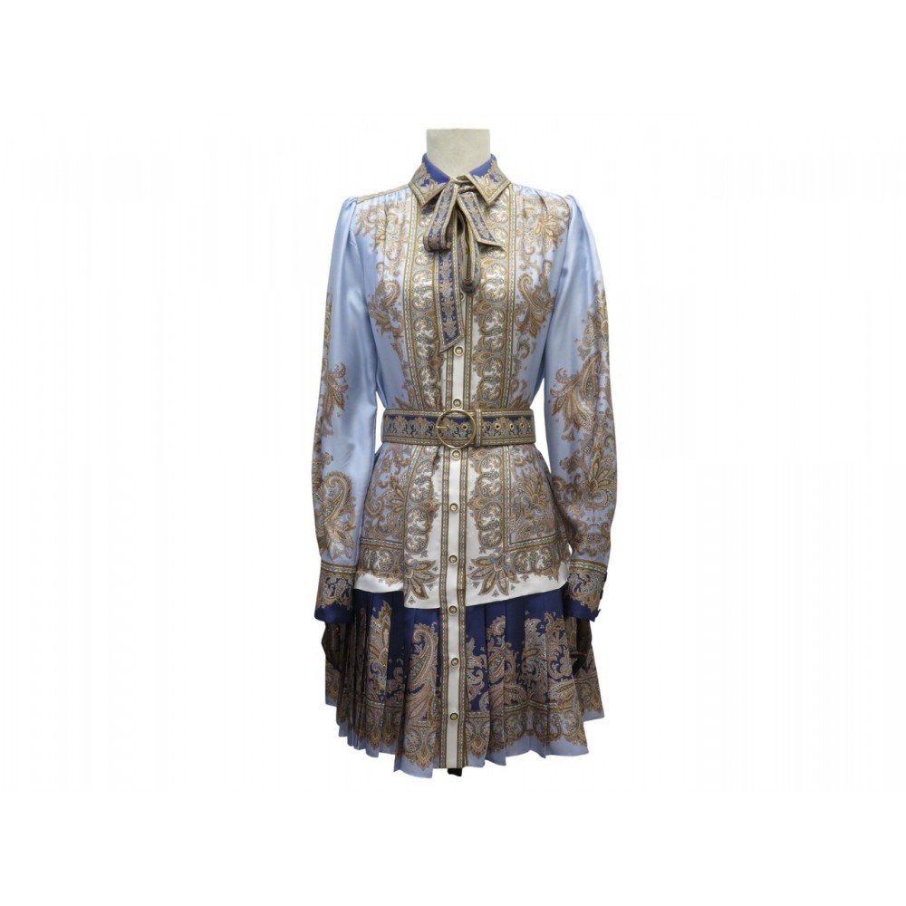 NEUF ROBE ZIMMERMANN EN SOIE IMPRIME PAISLEY AVEC CEINTURE T1 38 M DRESS 1200€