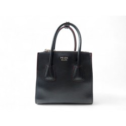 SAC A MAIN PRADA TWIN POCKET 1BA025 EN CUIR GLACE ET DAIM NOIR HAND BAG 2200€