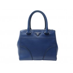 SAC A MAIN PRADA 2 WAY B2861K COUTURES CUIR DE VEAU BLEU MARINE HAND BAG 2600€