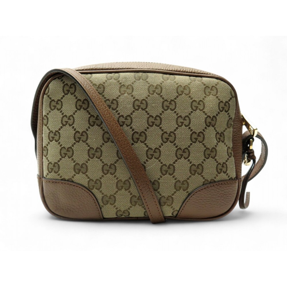 SAC A MAIN GUCCI 449413 CAMERA TOILE GG SUPREME BEIGE ET CUIR BANDOULIERE 1350€