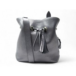 NEUF SAC A MAIN LANCEL SACHA SEAU A90582 PORTE BANDOULIERE EN CUIR ARGENTE 560€