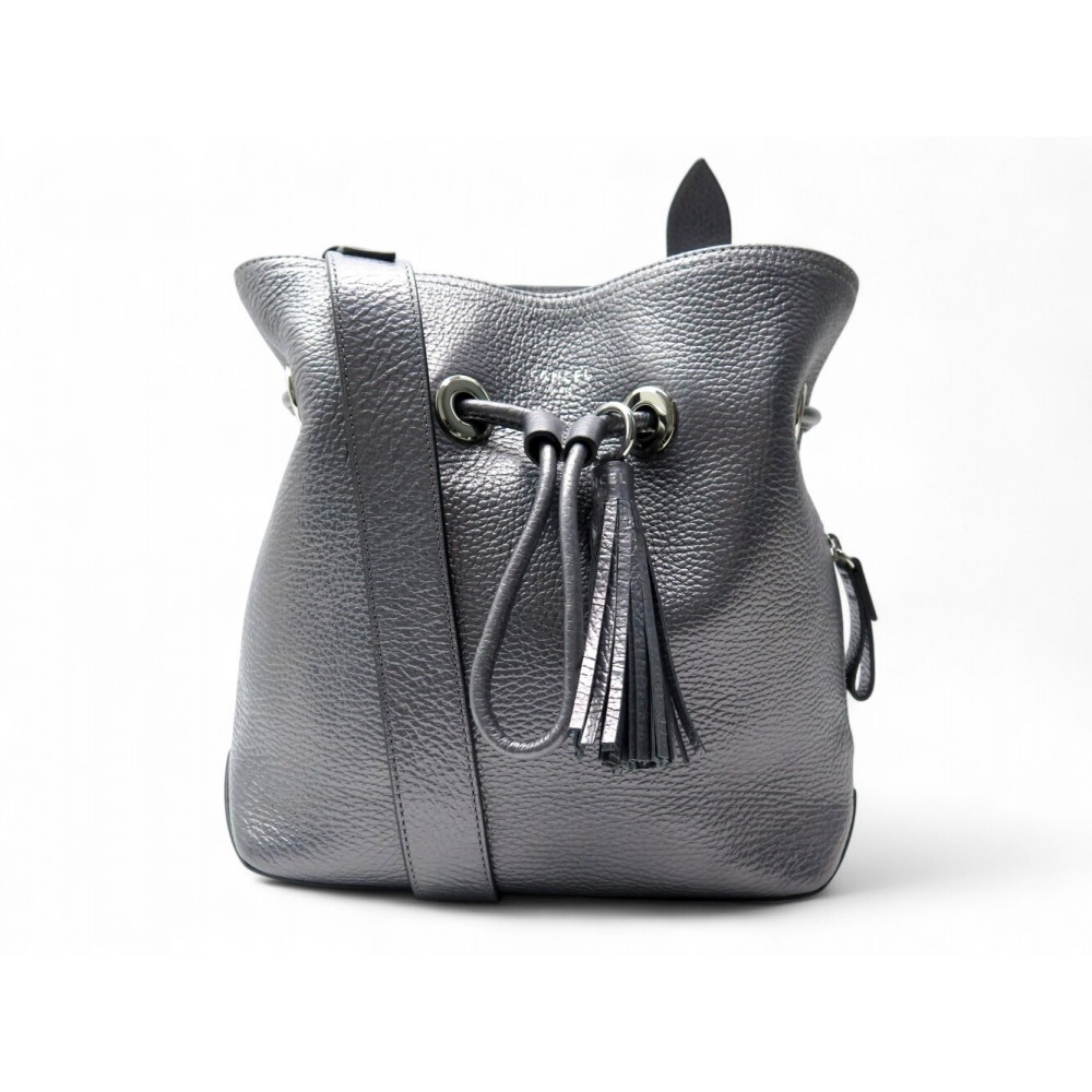 NEUF SAC A MAIN LANCEL SACHA SEAU A90582 PORTE BANDOULIERE EN CUIR ARGENTE 560€