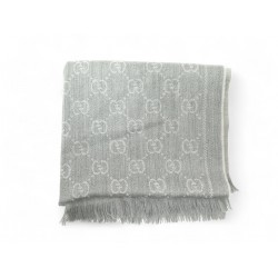 ECHARPE GUCCI MONOGRAMME GG EN LAINE GRIS ETOLE FOULARD MONOGRAM WOOL SCARF 410€