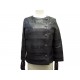 NEUF VESTE CHANEL P59117 PARIS HAMBOURG 38 M CUIR BLEUE ET NOIRE RAYURES 10000€