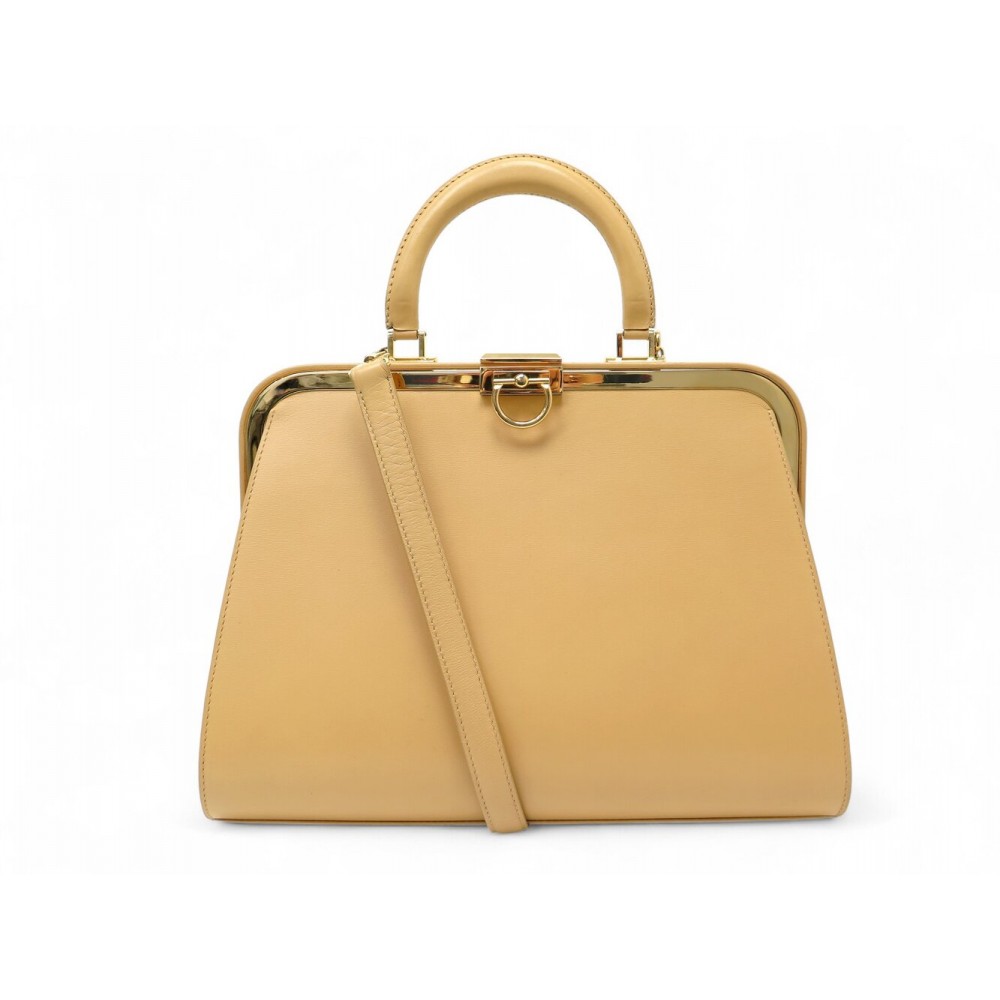 VINTAGE SAC A MAIN CHRISTIAN DIOR MALETTE DE DOCTEUR GM CUIR BEIGE BANDOULIERE