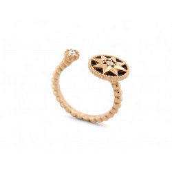 NEUF BAGUE DIOR ROSE DES VENTS T55 OR JAUNE 18K DIAMANTS 0.10CT ONYX RING 4050€