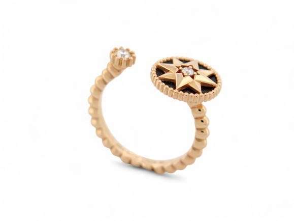 bague dior rose des vents t55 or jaune 18k