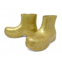 NEUF CHAUSSURES BOTTEGA VENETA BOTTINES PUDDLE 640045 40 EN CAOUTCHOUC DORE 680€