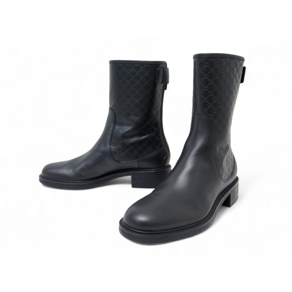 NEUF BOTTINES GUCCI MAUD 494517 37.5 IT 38.5 FR CUIR MICROGUCCISSIMA BOOTS 1470€