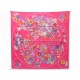 NEUF FOULARD HERMES PLANIFLEURS CHRISTINE HENRY CARRE 90 EN SOIE ROSE SCARF 530€