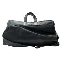 SAC DE SPORT A MAIN HERMES POUR RAQUETTE DE TENNIS TOILE NOIRE BANDOULIERE BAG