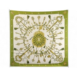 VINTAGE FOULARD HERMES LES CLES CATHY LATHAM CARRE 90 EN SOIE + BOITE SCARF 530€