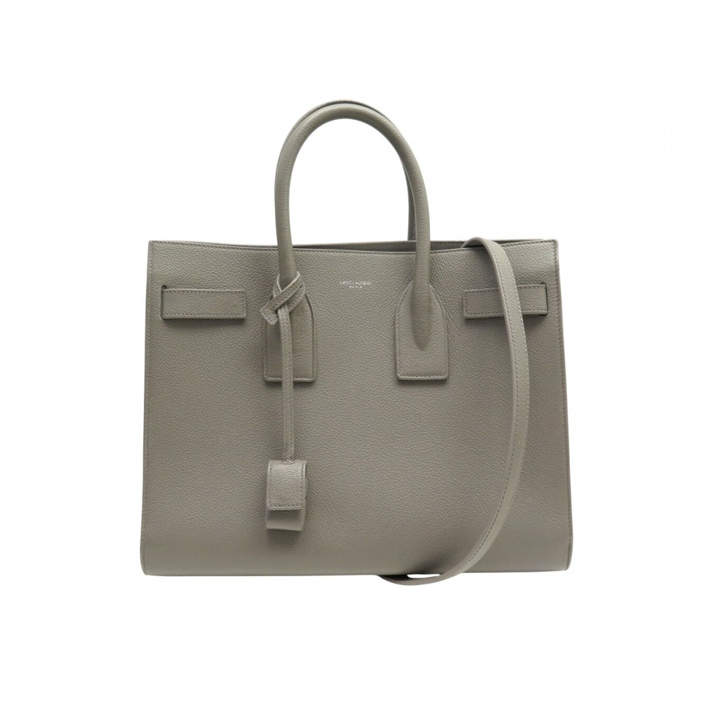 SAC A MAIN SAINT LAURENT DE JOUR SMALL 378299 CUIR GRIS BANDOULIERE PURSE 2800€