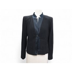 VESTE CHANEL CROISEE P21990 BOUTONS PYRAMIDE CC M 40 EN LAINE NOIRE JACKET 6000€