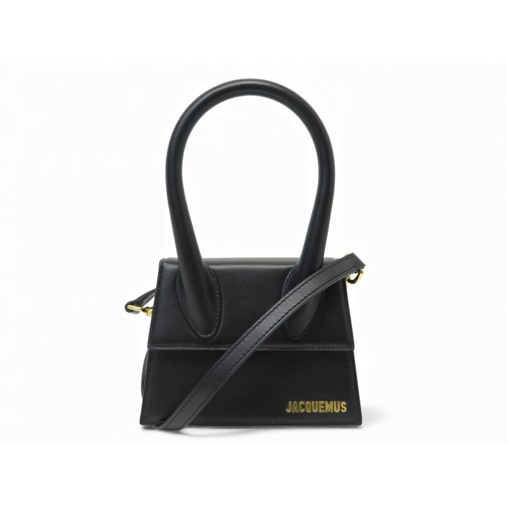 NEUF SAC A MAIN JACQUEMUS LE CHIQUITO MOYEN BANDOULIERE CUIR NOIR HAND BAG 720€