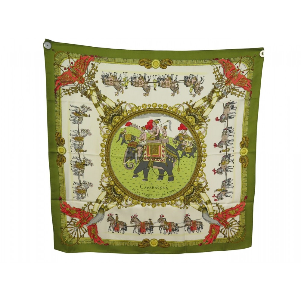 FOULARD HERMES CAPARACONS DE LA FRANCE ET L'INDE CARRE 90 SOIE SILK SCARF 530€