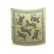 RARE VINTAGE FOULARD HERMES PEGASE ET CHEVAUX 1960 EN SOIE JAUNE CARRE 60 SCARF