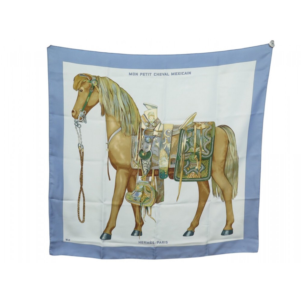 FOULARD HERMES MON PETIT CHEVAL MEXICAIN KAMINSKI CARRE 90 CM EN SOIE SCARF 530€