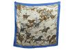 foulard hermes les mustangs chevaux 1993 en soie bleue