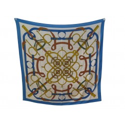 NEUF CHALE HERMES EPERONS D'OR EN CACHEMIRE & SOIE CARRE 140 SHAWL NEW 1260€