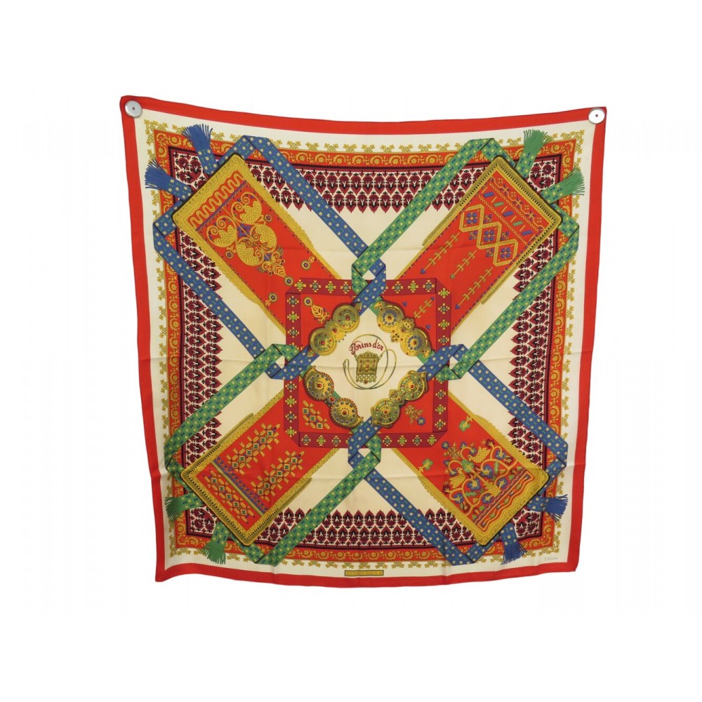 VINTAGE FOULARD HERMES BRINS D'OR 1ERE EDITION 1982 CARRE 90 EN SOIE SCARF 530€